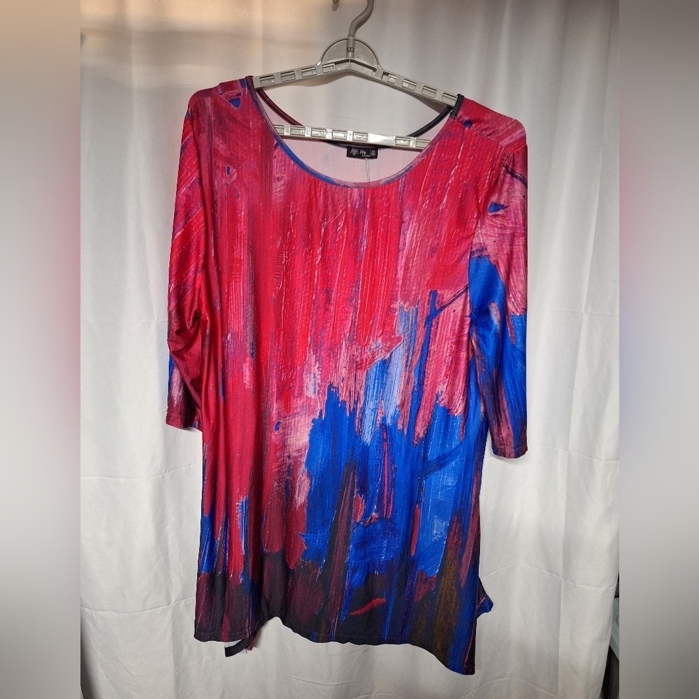 Lily Vibrant Red and Blue Blouse